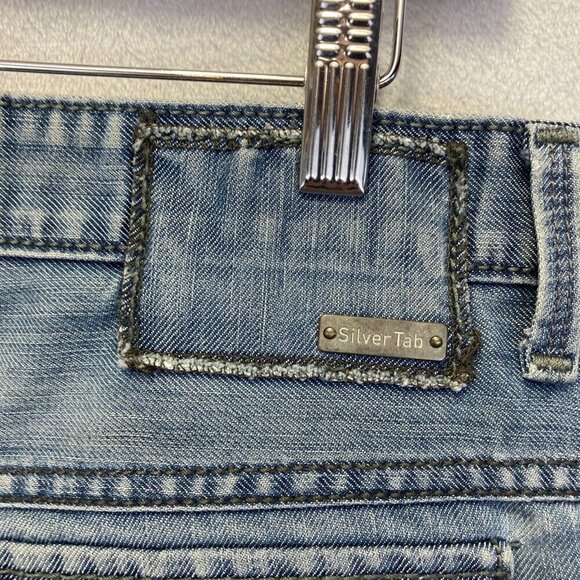 Vintage Levis Silvertab Jeans 32x30 Blue Slim Straight Distressed Flap Pockets - Picture 12 of 16